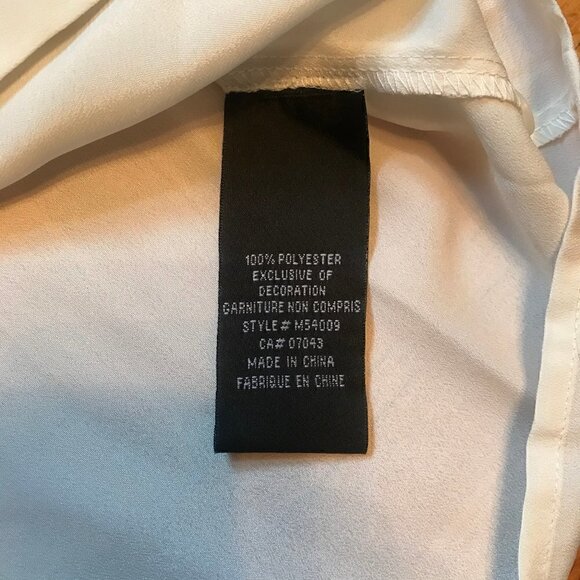 Classy Workwear Como Black White Contrast Blouse Small Soft Flowy Semi-Sheer - Picture 9 of 9